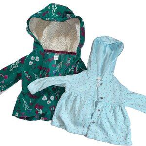 Carter's Jacket with Hoodie size 12 mos (green) & 6mos (blue)